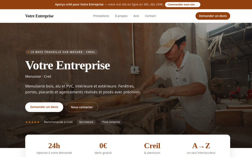 Agence digitale pour menuisier à Creil — création de site internet menuisier à Creil