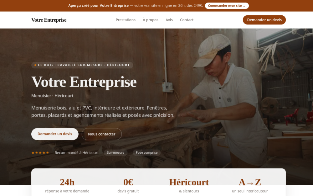 Agence digitale pour menuisier à Héricourt — création de site internet menuisier à Héricourt