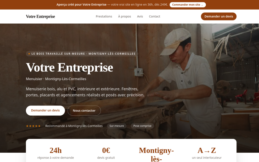 Agence digitale pour menuisier à Montigny-lès-Cormeilles — création de site internet menuisier à Montigny-lès-Cormeilles