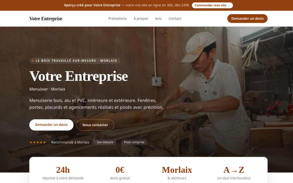 Agence digitale pour menuisier à Morlaix — création de site internet menuisier à Morlaix