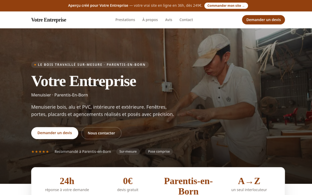 Agence digitale pour menuisier à Parentis-en-Born — création de site internet menuisier à Parentis-en-Born