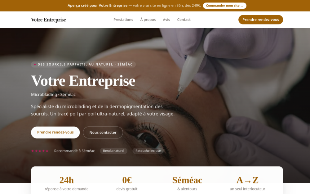 Agence digitale pour microblading à Séméac — création de site internet microblading à Séméac