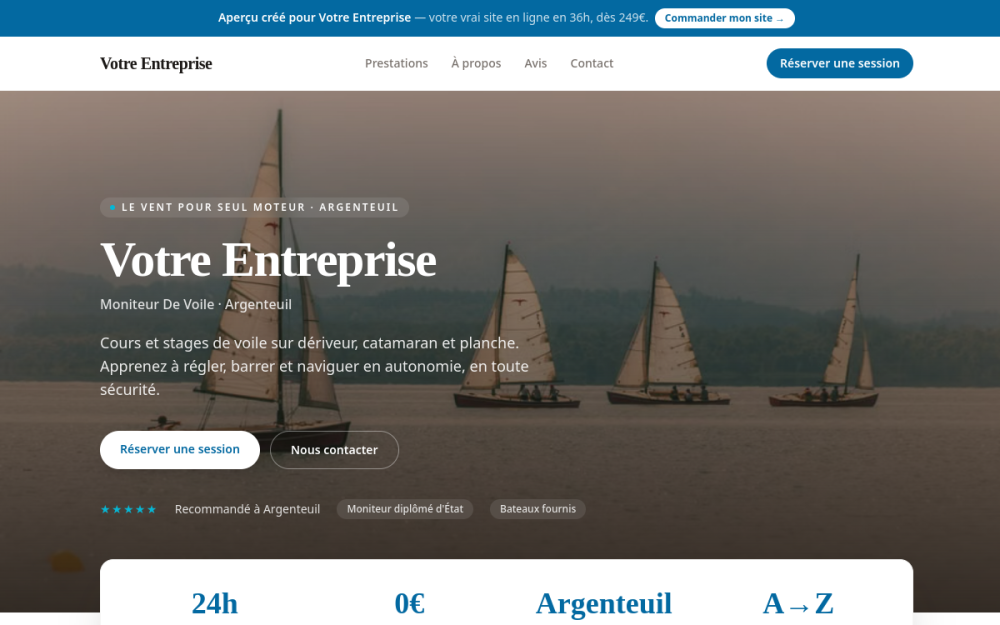 Agence digitale pour moniteur de voile à Argenteuil — création de site internet moniteur de voile à Argenteuil