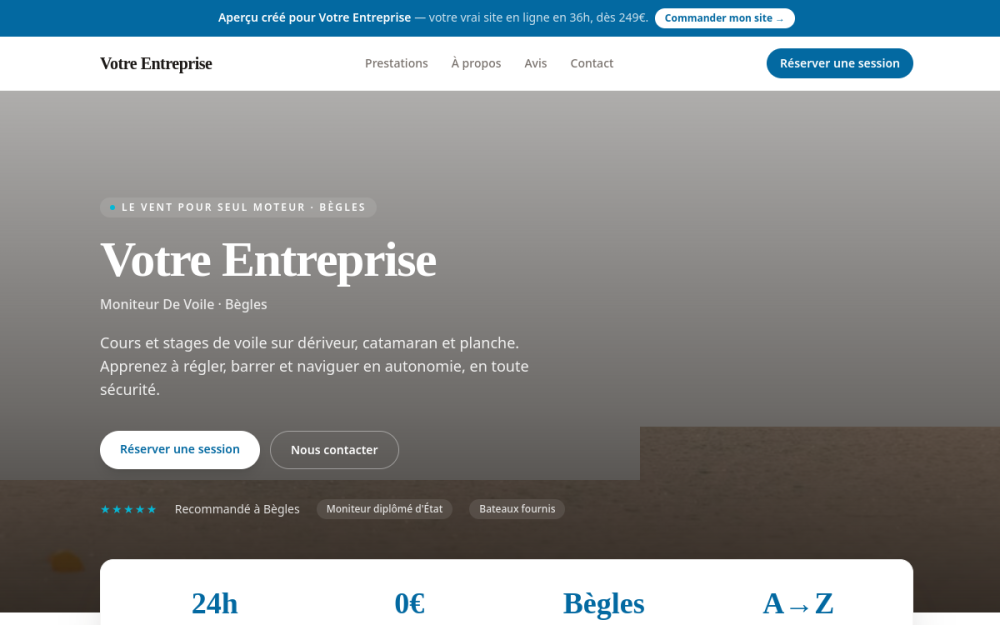 Agence digitale pour moniteur de voile à Bègles — création de site internet moniteur de voile à Bègles