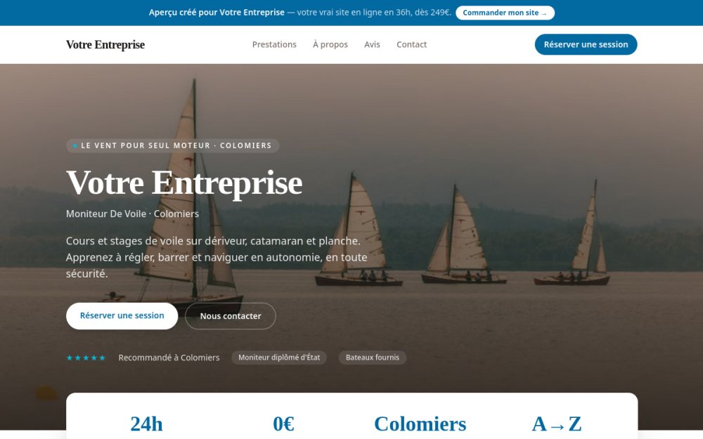 Agence digitale pour moniteur de voile à Colomiers — création de site internet moniteur de voile à Colomiers
