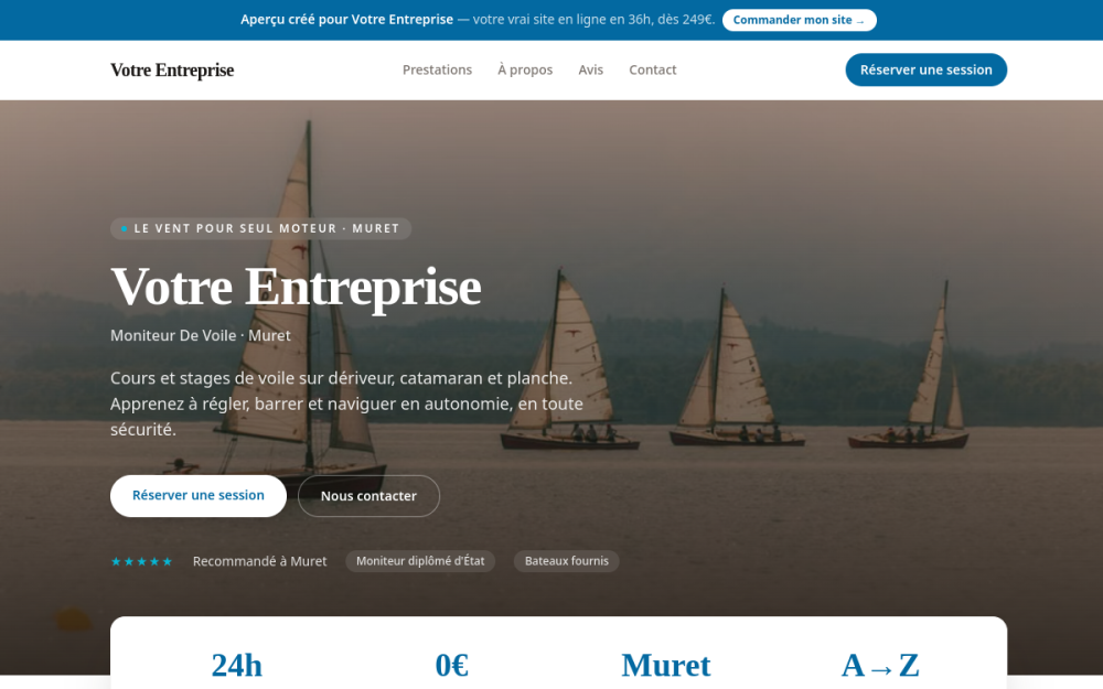 Agence digitale pour moniteur de voile à Muret — création de site internet moniteur de voile à Muret
