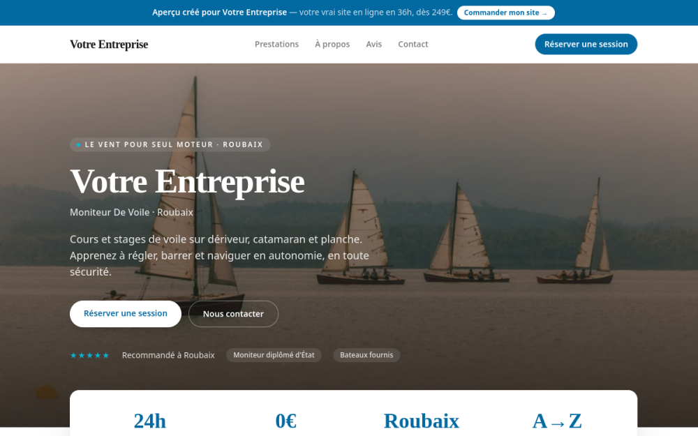 Agence digitale pour moniteur de voile à Roubaix — création de site internet moniteur de voile à Roubaix
