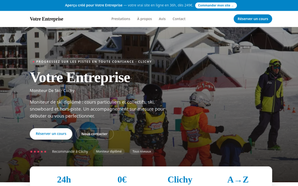 Agence digitale pour moniteur de ski à Clichy — création de site internet moniteur de ski à Clichy