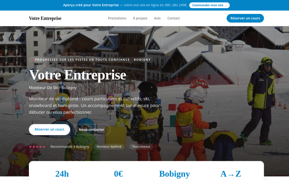 Agence digitale pour moniteur de ski à Bobigny — création de site internet moniteur de ski à Bobigny