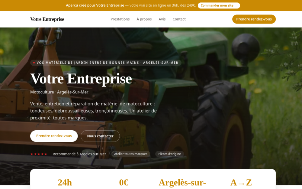 Agence digitale pour motoculture à Argelès-sur-Mer — création de site internet motoculture à Argelès-sur-Mer