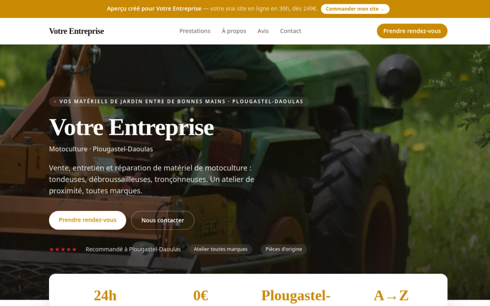 Agence digitale pour motoculture à Plougastel-Daoulas — création de site internet motoculture à Plougastel-Daoulas