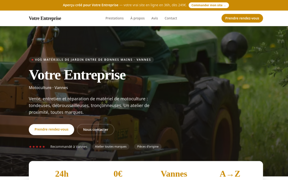 Agence digitale pour motoculture à Vannes — création de site internet motoculture à Vannes