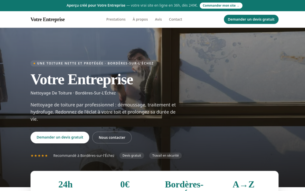 Agence digitale pour nettoyage de toiture à Bordères-sur-l'Échez — création de site internet nettoyage de toiture à Bordères-sur-l'Échez
