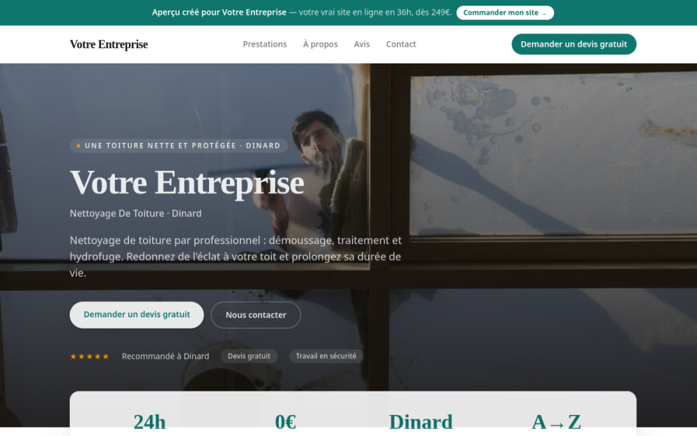 Agence digitale pour nettoyage de toiture à Dinard — création de site internet nettoyage de toiture à Dinard