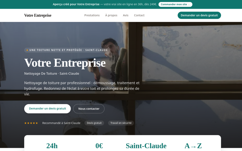 Agence digitale pour nettoyage de toiture à Saint-Claude — création de site internet nettoyage de toiture à Saint-Claude