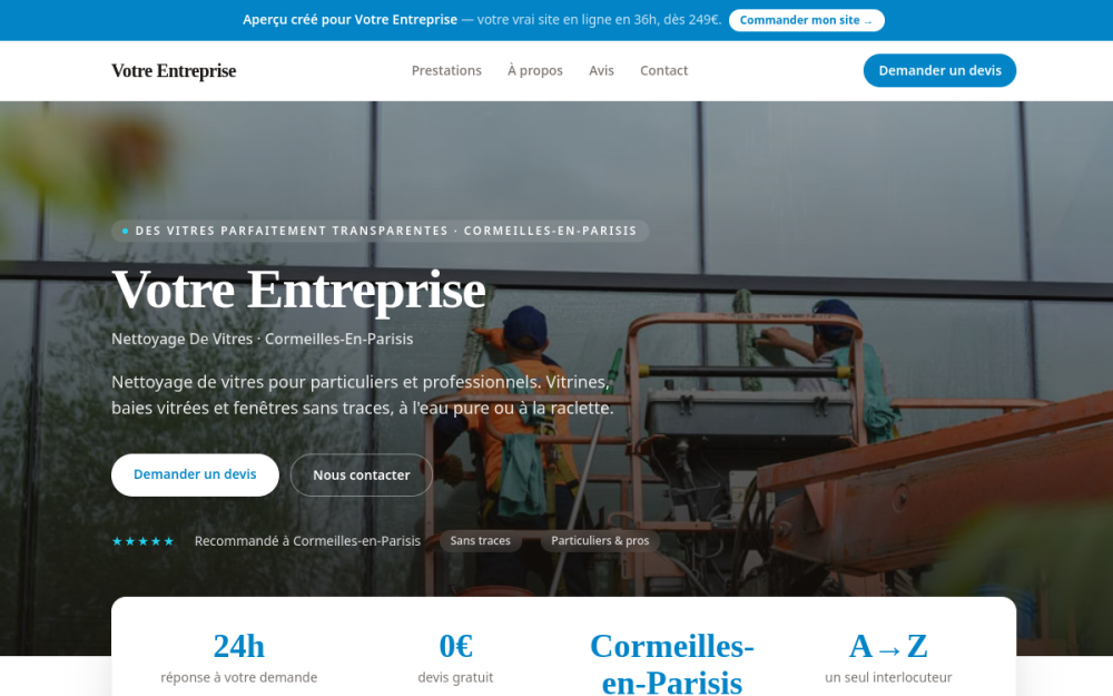 Agence digitale pour nettoyage de vitres à Cormeilles-en-Parisis — création de site internet nettoyage de vitres à Cormeilles-en-Parisis