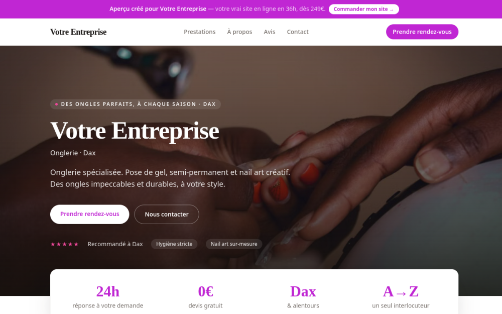 Agence digitale pour onglerie à Dax — création de site internet onglerie à Dax