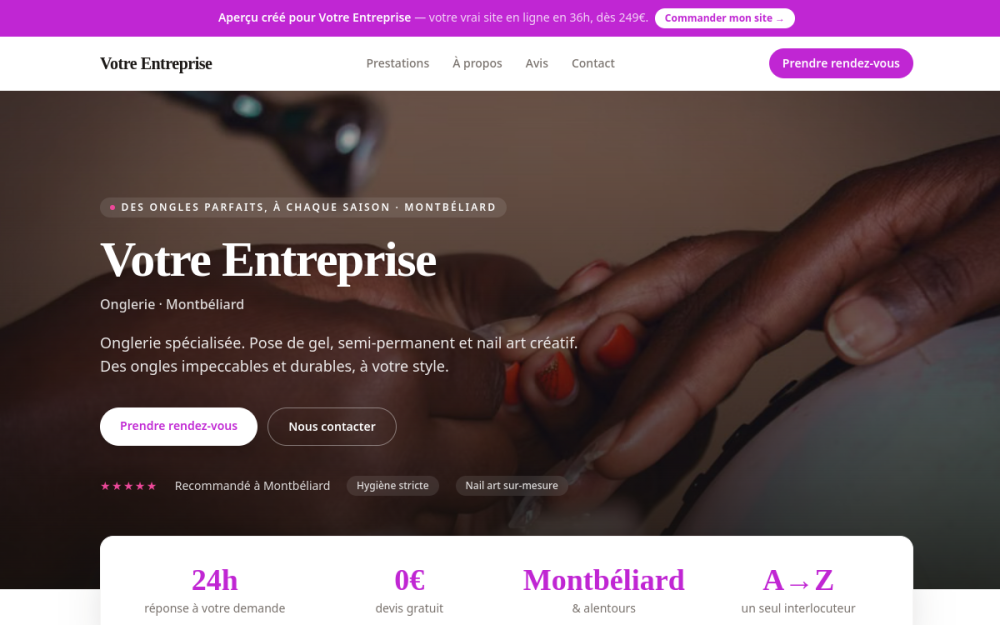 Agence digitale pour onglerie à Montbéliard — création de site internet onglerie à Montbéliard