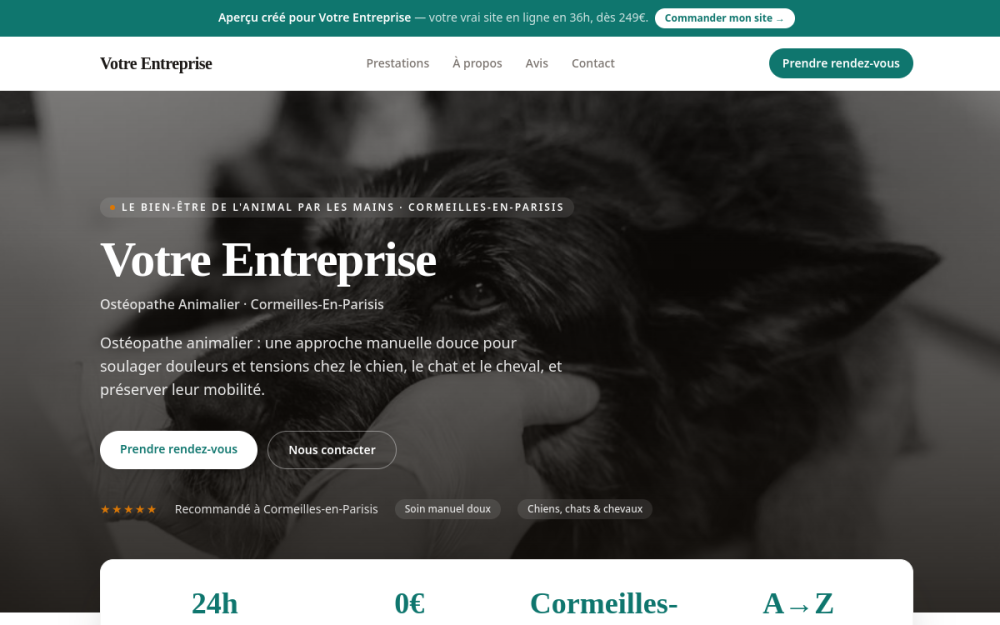 Agence digitale pour ostéopathe animalier à Cormeilles-en-Parisis — création de site internet ostéopathe animalier à Cormeilles-en-Parisis