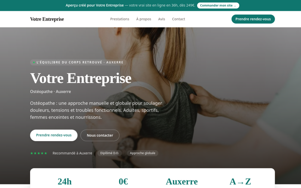Agence digitale pour ostéopathe à Auxerre — création de site internet ostéopathe à Auxerre