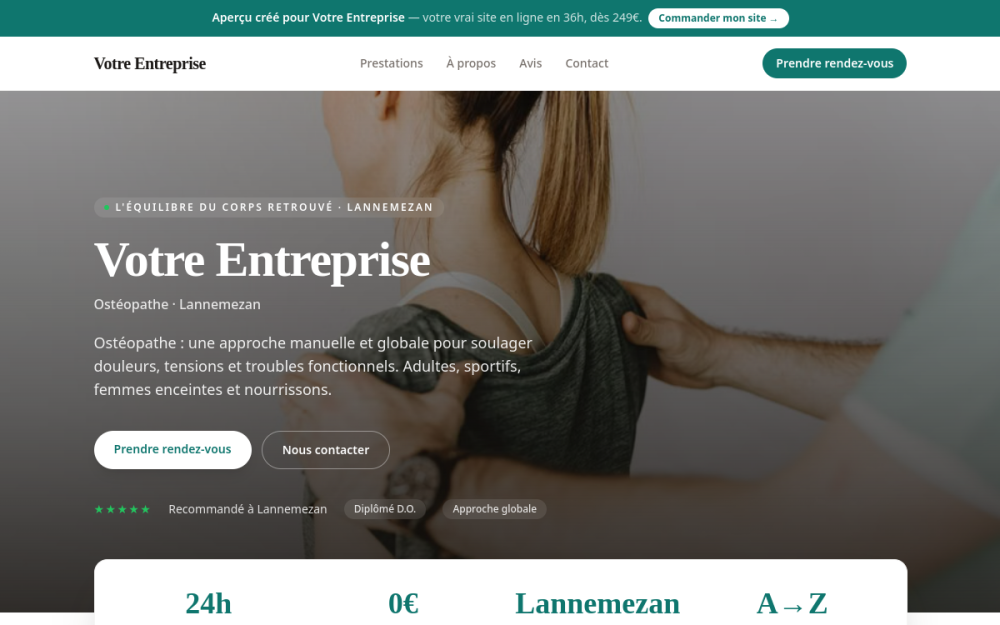 Agence digitale pour ostéopathe à Lannemezan — création de site internet ostéopathe à Lannemezan