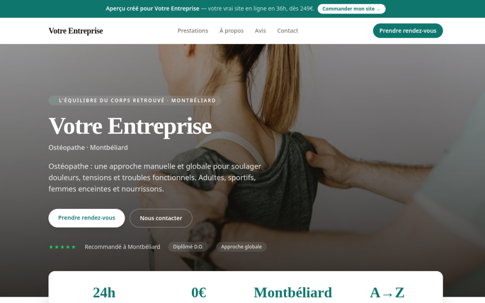 Agence digitale pour ostéopathe à Montbéliard — création de site internet ostéopathe à Montbéliard