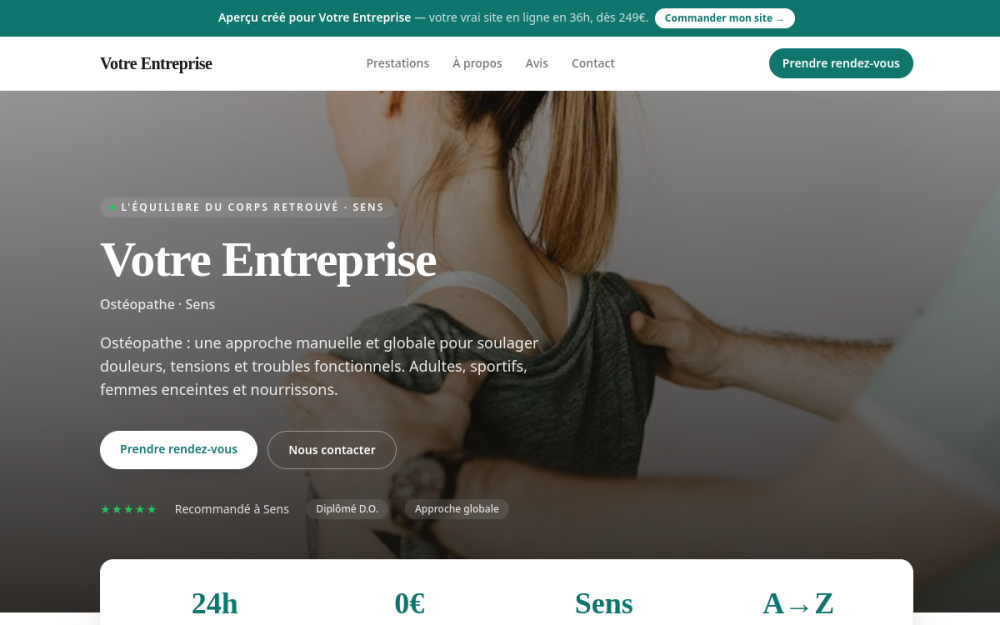 Agence digitale pour ostéopathe à Sens — création de site internet ostéopathe à Sens
