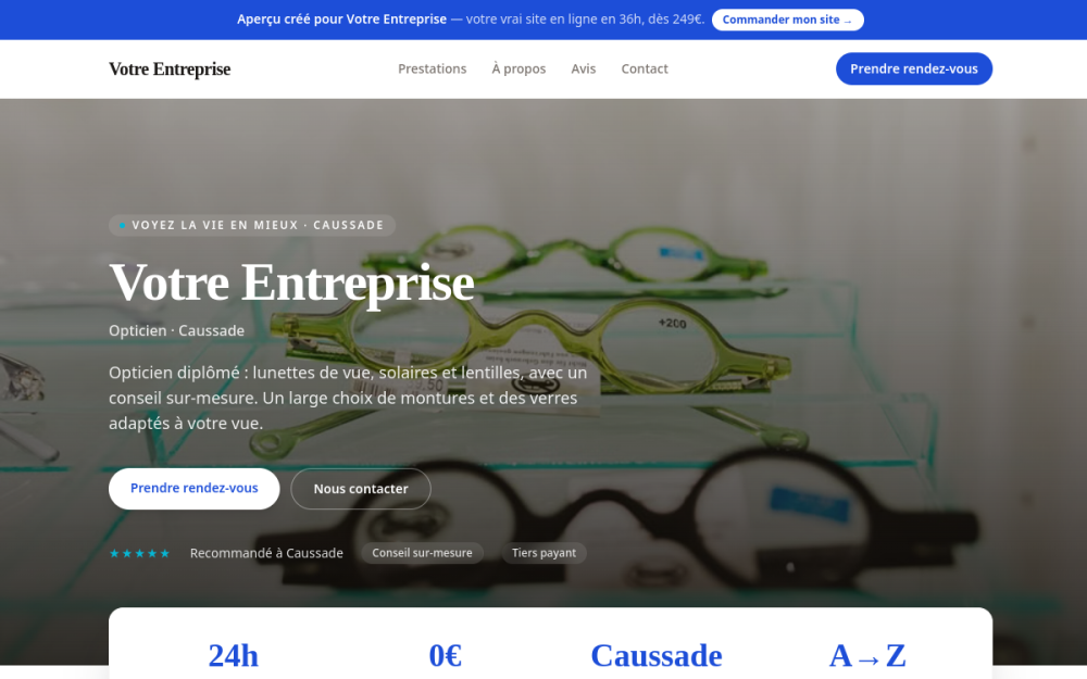 Agence digitale pour opticien à Caussade — création de site internet opticien à Caussade