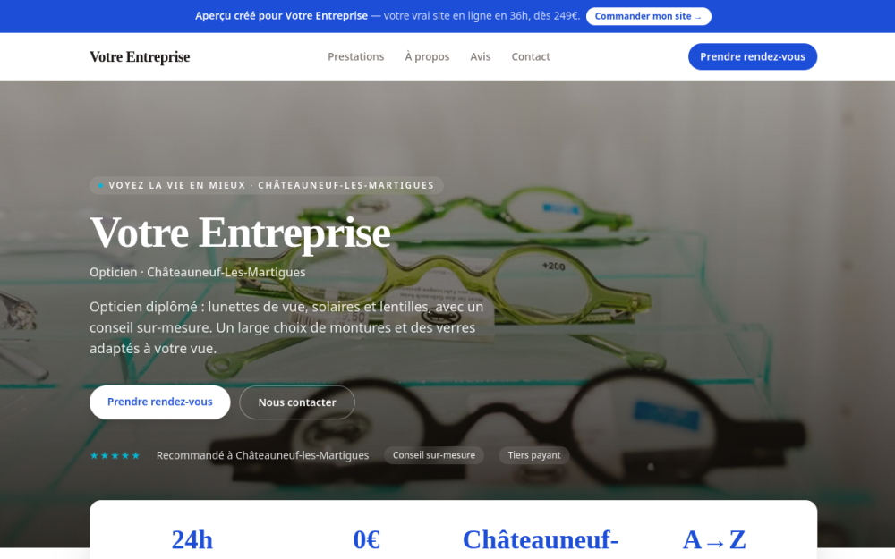 Agence digitale pour opticien à Châteauneuf-les-Martigues — création de site internet opticien à Châteauneuf-les-Martigues