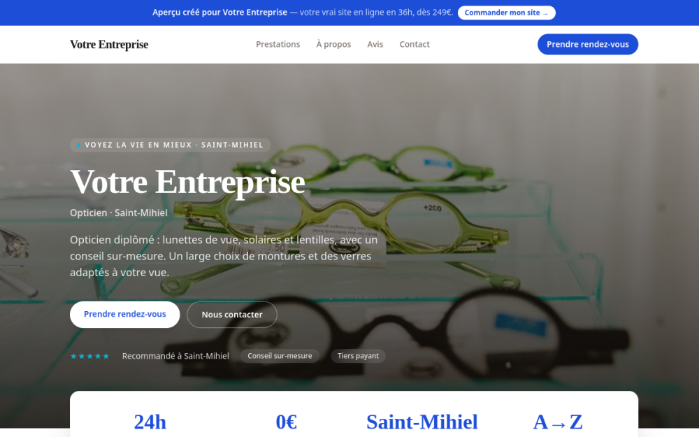 Agence digitale pour opticien à Saint-Mihiel — création de site internet opticien à Saint-Mihiel
