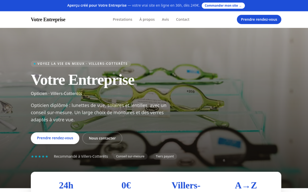 Agence digitale pour opticien à Villers-Cotterêts — création de site internet opticien à Villers-Cotterêts