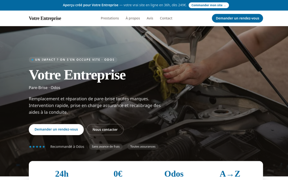Agence digitale pour pare-brise à Odos — création de site internet pare-brise à Odos
