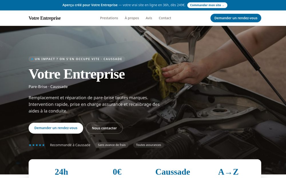 Agence digitale pour pare-brise à Caussade — création de site internet pare-brise à Caussade