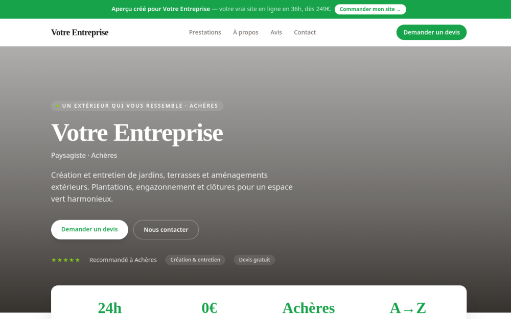 Agence digitale pour paysagiste à Achères — création de site internet paysagiste à Achères