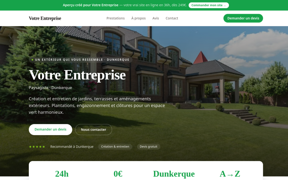 Agence digitale pour paysagiste à Dunkerque — création de site internet paysagiste à Dunkerque