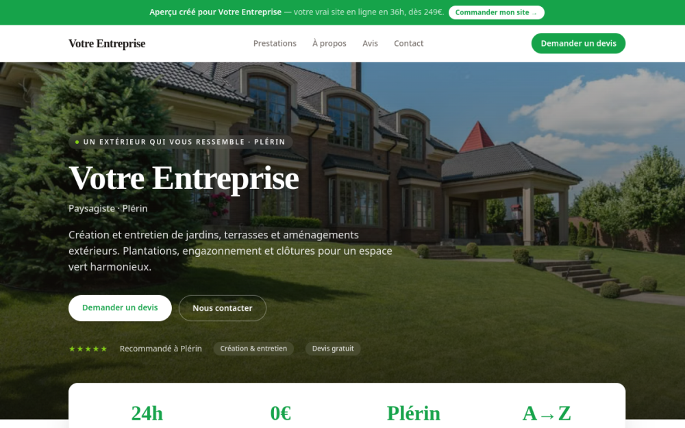 Agence digitale pour paysagiste à Plérin — création de site internet paysagiste à Plérin