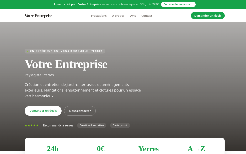 Agence digitale pour paysagiste à Yerres — création de site internet paysagiste à Yerres