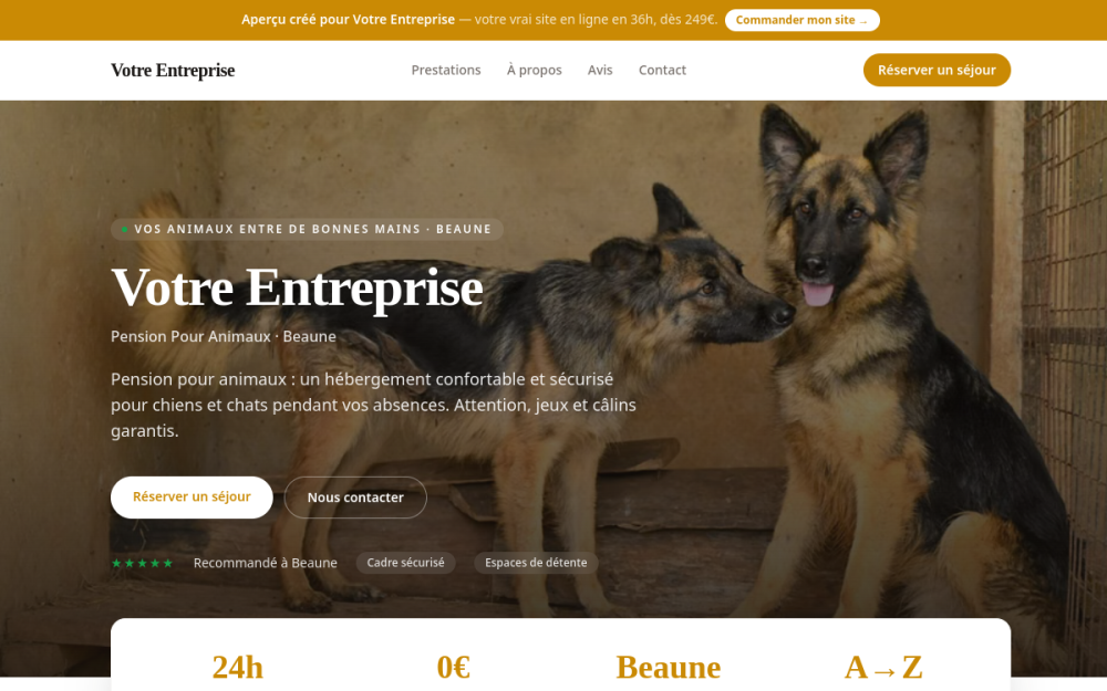 Agence digitale pour pension pour animaux à Beaune — création de site internet pension pour animaux à Beaune