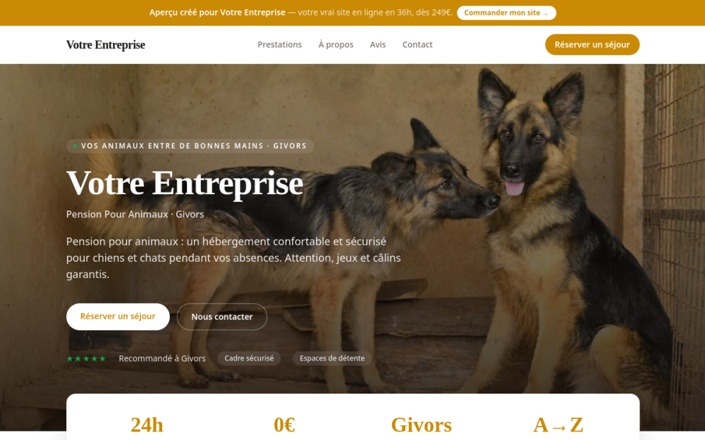 Agence digitale pour pension pour animaux à Givors — création de site internet pension pour animaux à Givors