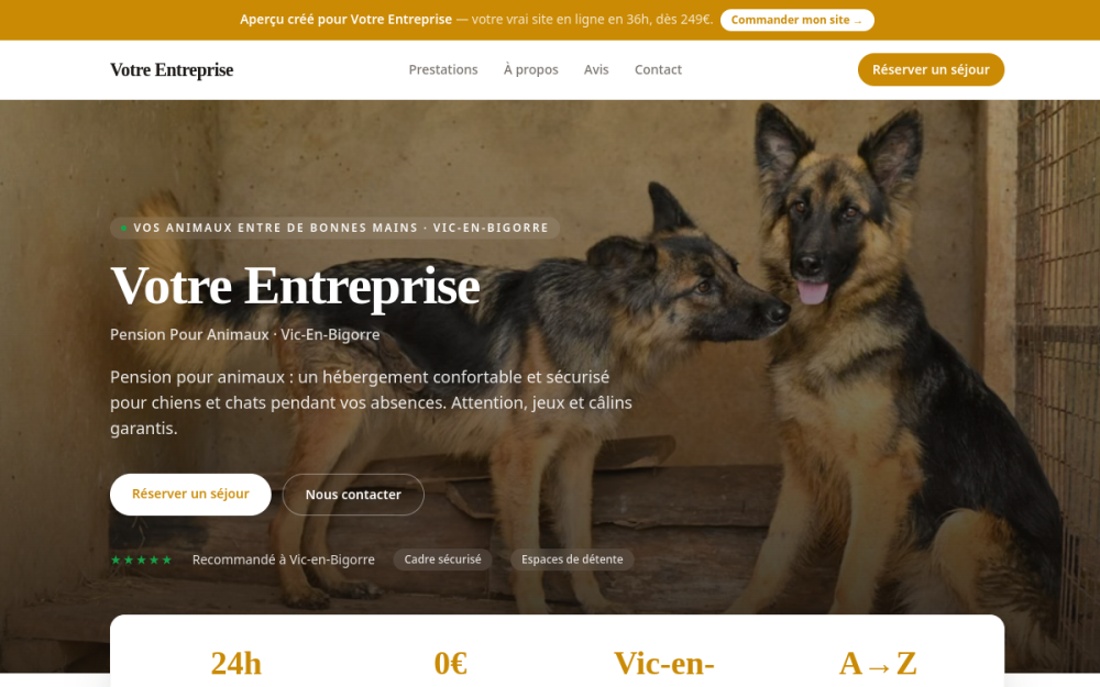 Agence digitale pour pension pour animaux à Vic-en-Bigorre — création de site internet pension pour animaux à Vic-en-Bigorre