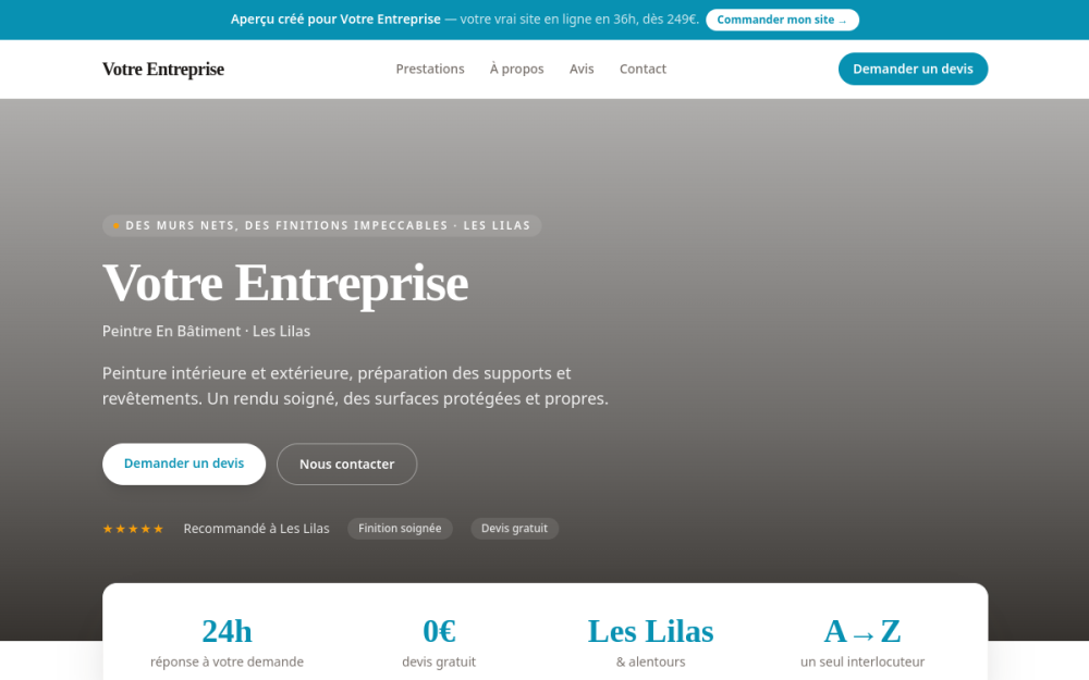 Agence digitale pour peintre en bâtiment à Les Lilas — création de site internet peintre en bâtiment à Les Lilas