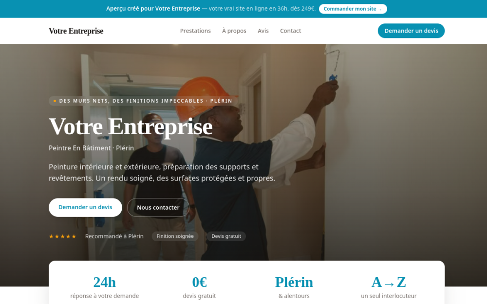 Agence digitale pour peintre en bâtiment à Plérin — création de site internet peintre en bâtiment à Plérin
