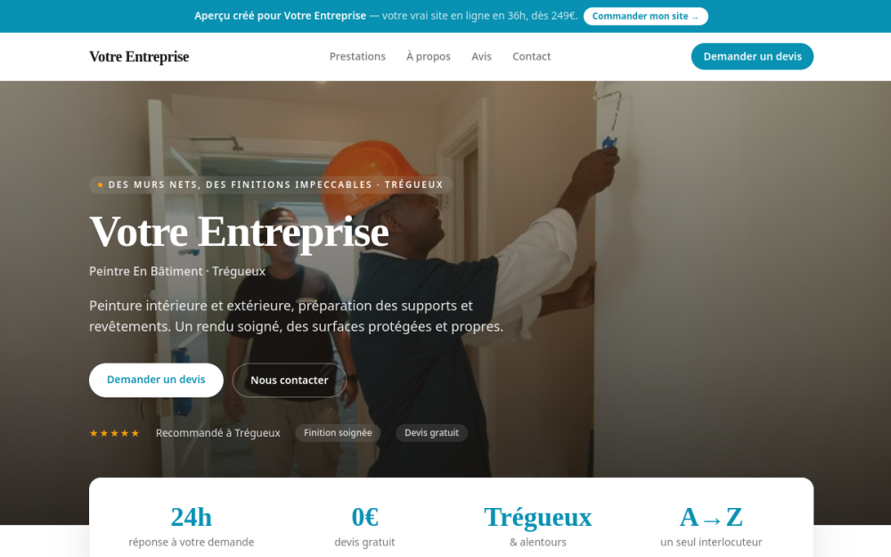 Agence digitale pour peintre en bâtiment à Trégueux — création de site internet peintre en bâtiment à Trégueux