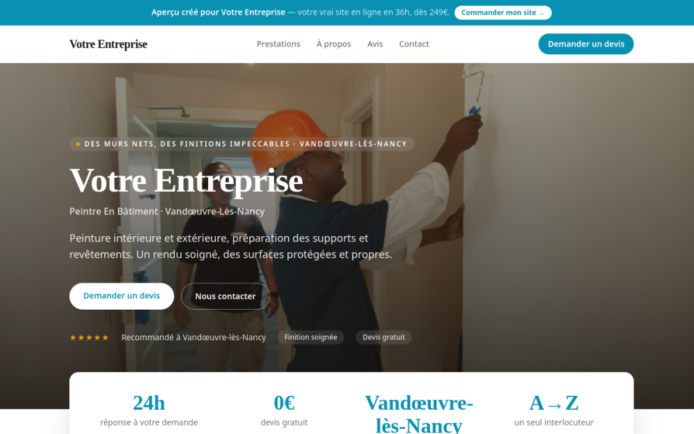 Agence digitale pour peintre en bâtiment à Vandœuvre-lès-Nancy — création de site internet peintre en bâtiment à Vandœuvre-lès-Nancy