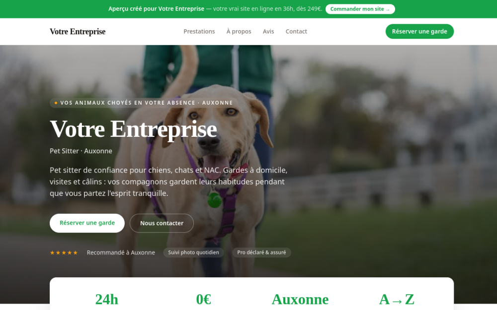 Agence digitale pour pet sitter à Auxonne — création de site internet pet sitter à Auxonne