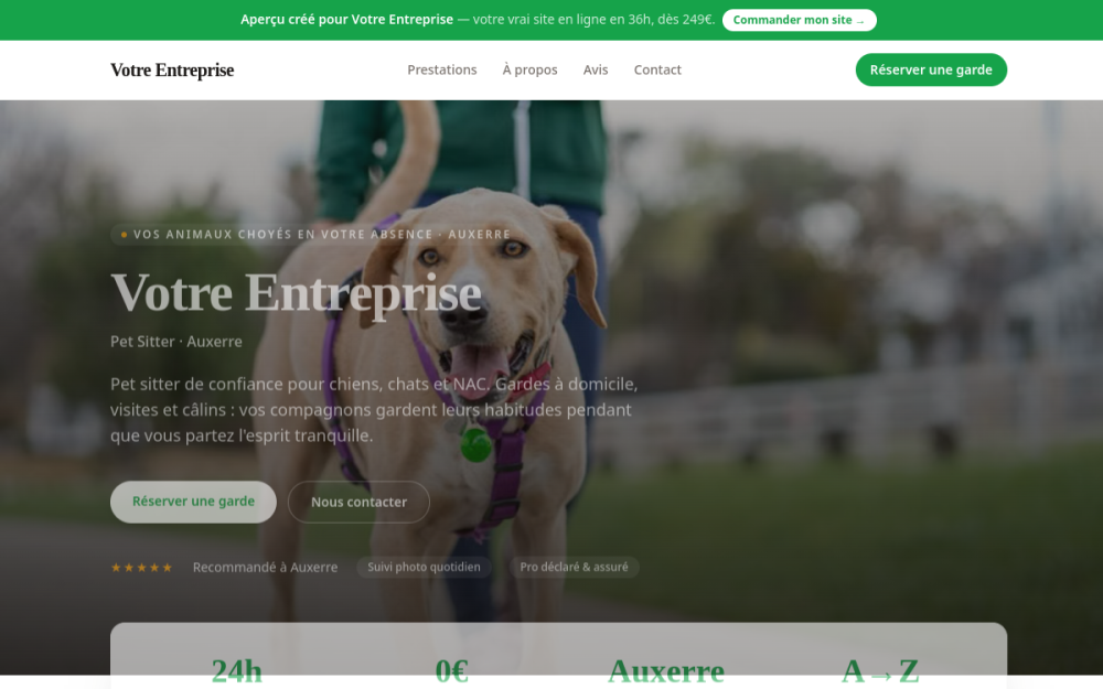 Agence digitale pour pet sitter à Auxerre — création de site internet pet sitter à Auxerre