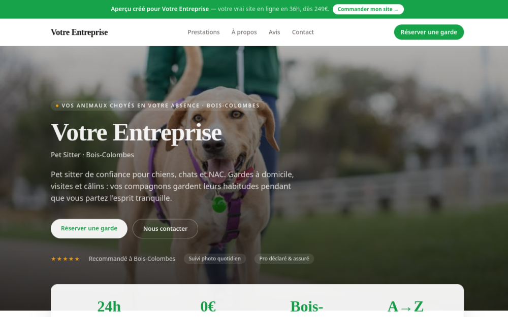 Agence digitale pour pet sitter à Bois-Colombes — création de site internet pet sitter à Bois-Colombes