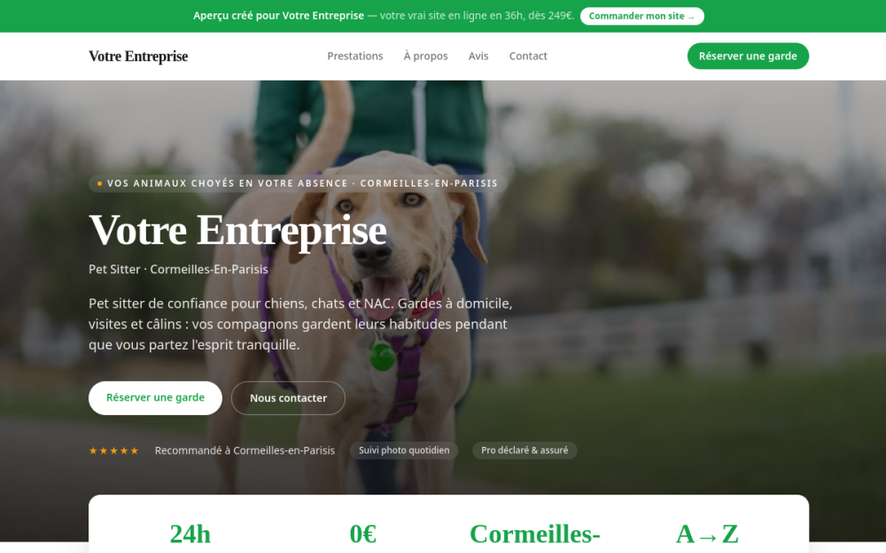Agence digitale pour pet sitter à Cormeilles-en-Parisis — création de site internet pet sitter à Cormeilles-en-Parisis