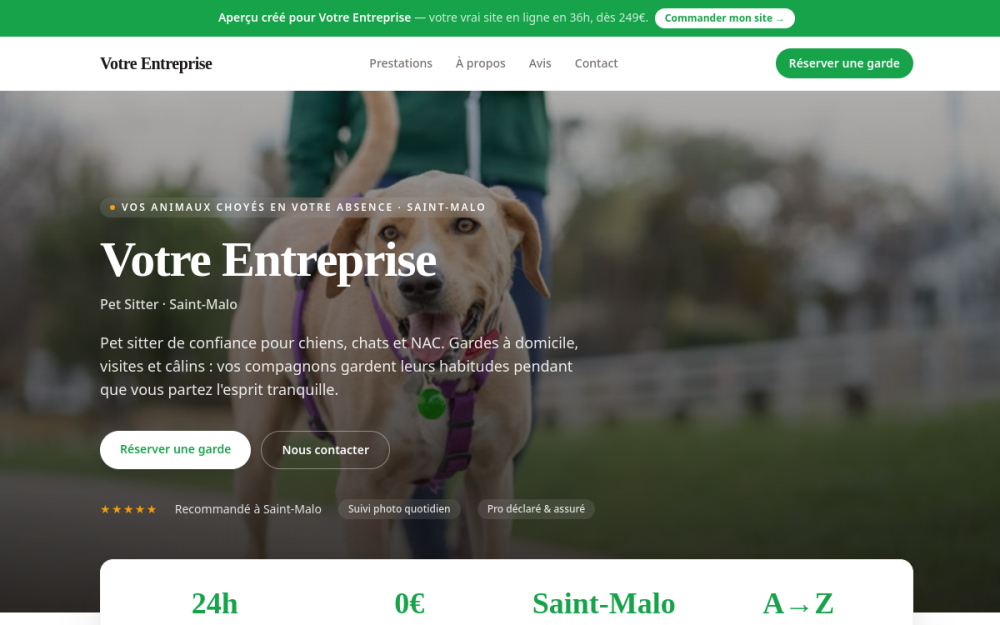 Agence digitale pour pet sitter à Saint-Malo — création de site internet pet sitter à Saint-Malo