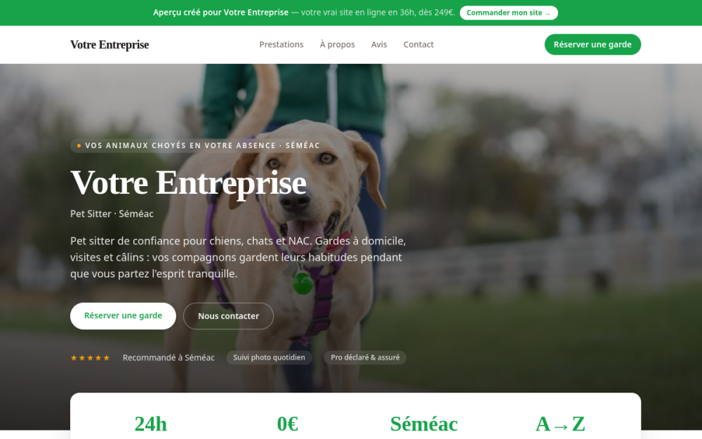 Agence digitale pour pet sitter à Séméac — création de site internet pet sitter à Séméac